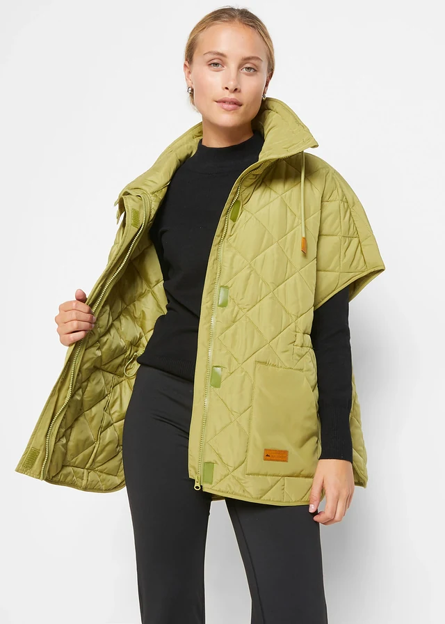 Oversized outdoor bodywarmer, waterafstotend, Kleur: goud olijfgroen