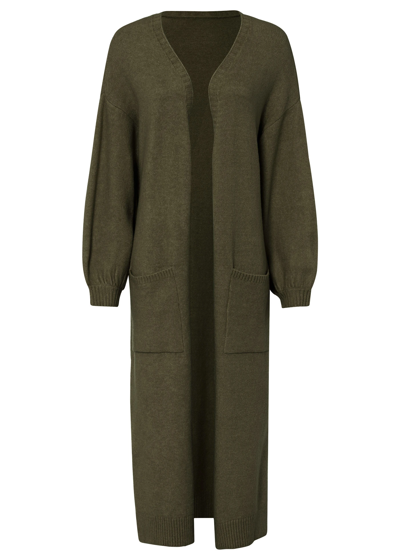 Bő kötött kardigán midi hosszban • sötét olívazöld • bonprix áruház