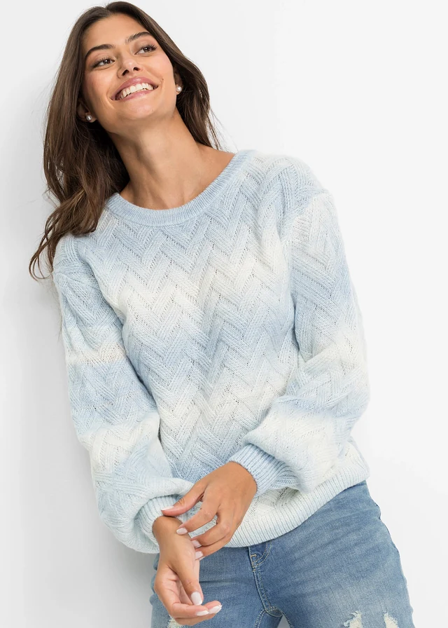 Boxy trui, Kleur: ijsblauw-wolwit