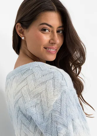 Pull boxy • bleu glacier-écru • Boutique bonprix