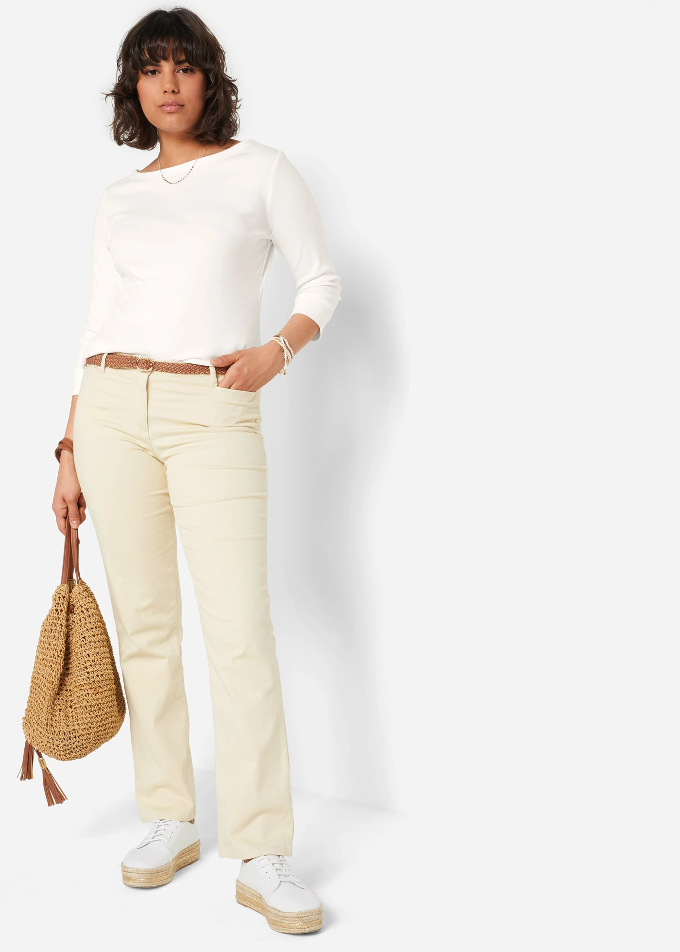 Ceinture tressée à boucle carrée • marron • Boutique bonprix