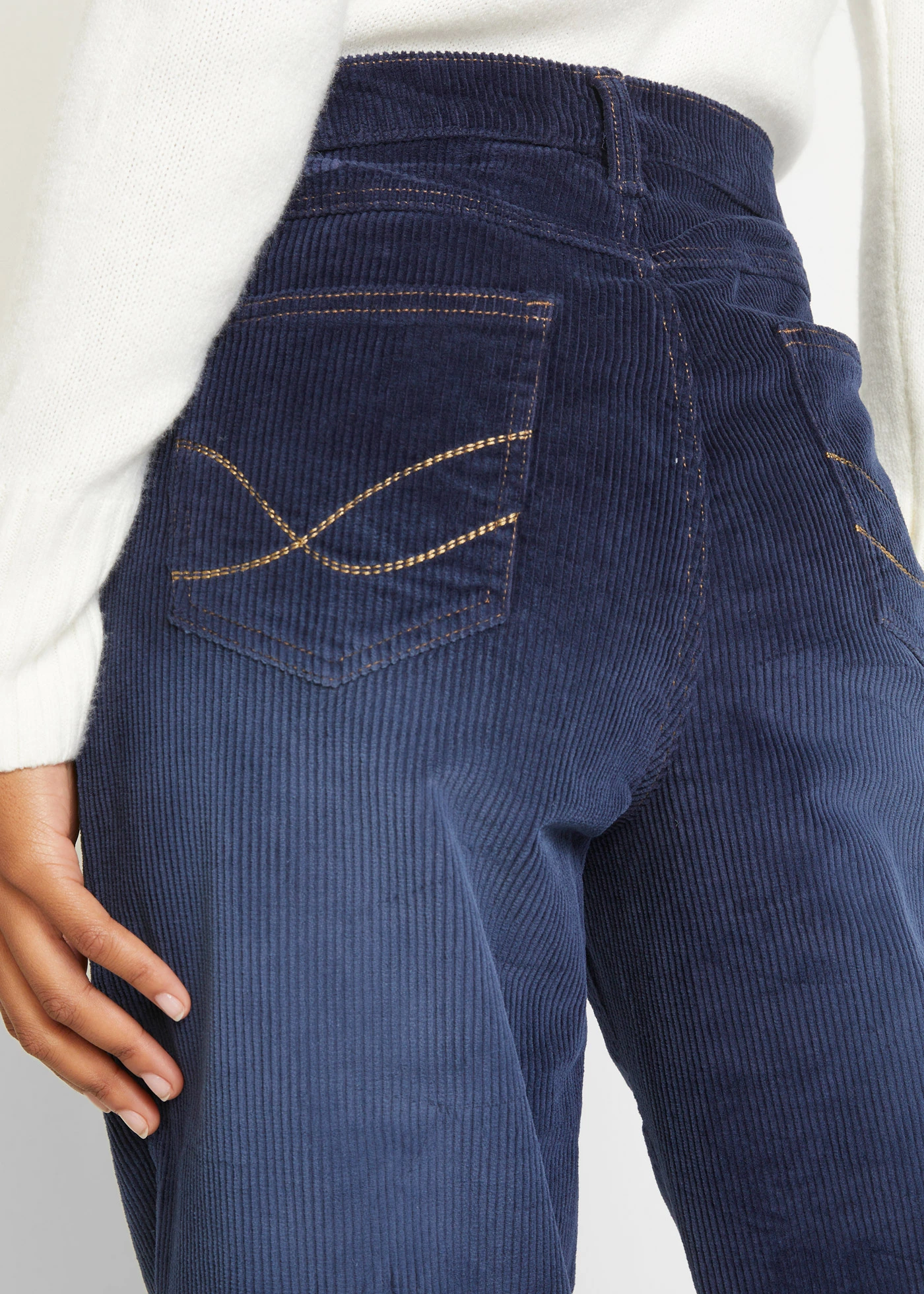 Stretch corduroy broek van katoen • donkerblauw • bonprix online shop