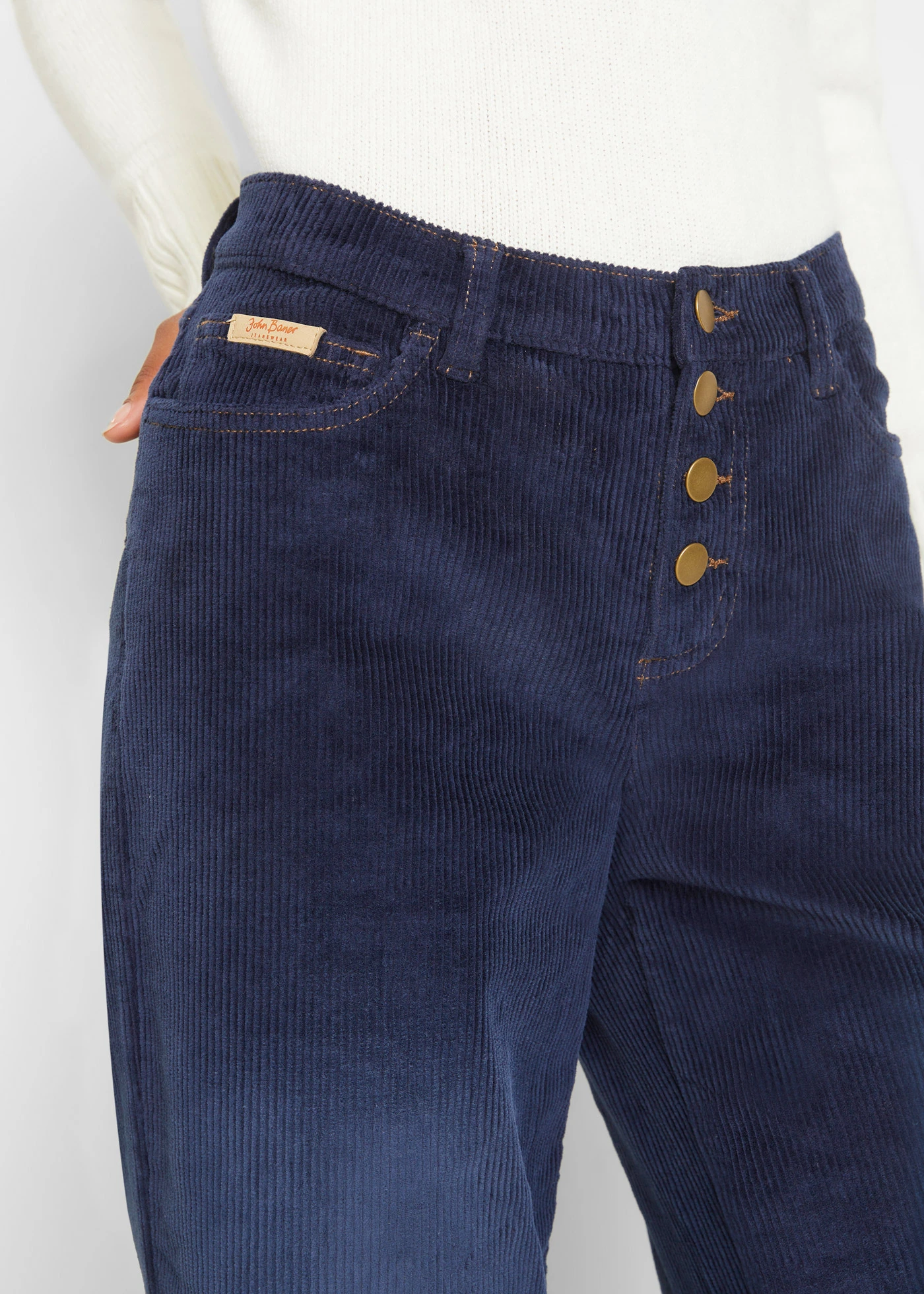 Stretch corduroy broek van katoen • donkerblauw • bonprix online shop
