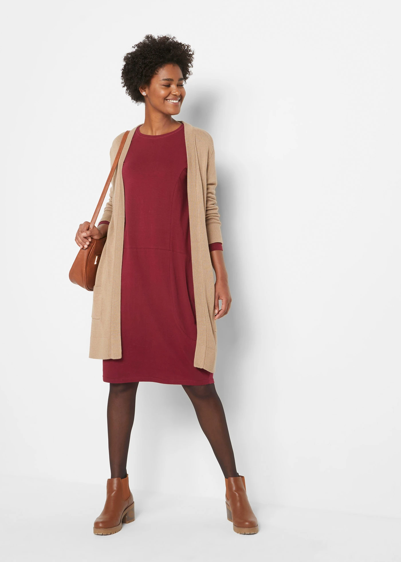 Jersey jurk in O-vorm • rododendronrood • bonprix online shop