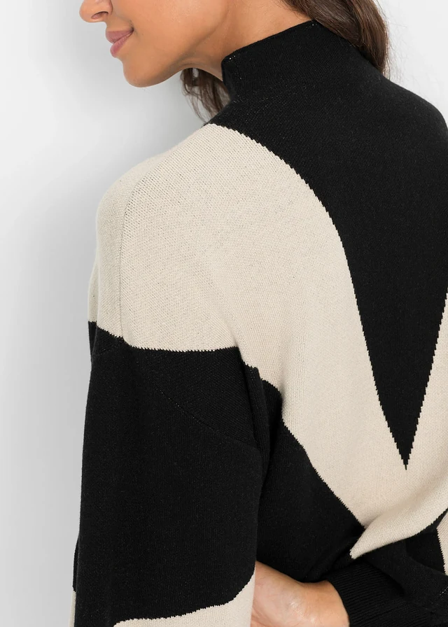 Pull oversize • noir/beige galet graphique • product-page.page-title-suffix