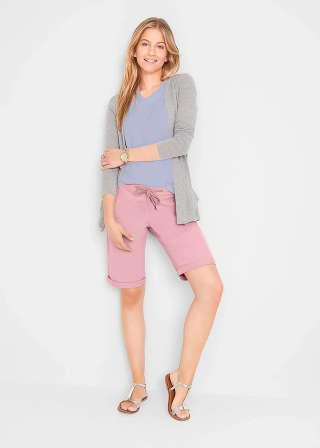 Bermuda avec taille élastiquée, Couleur: rose cendré