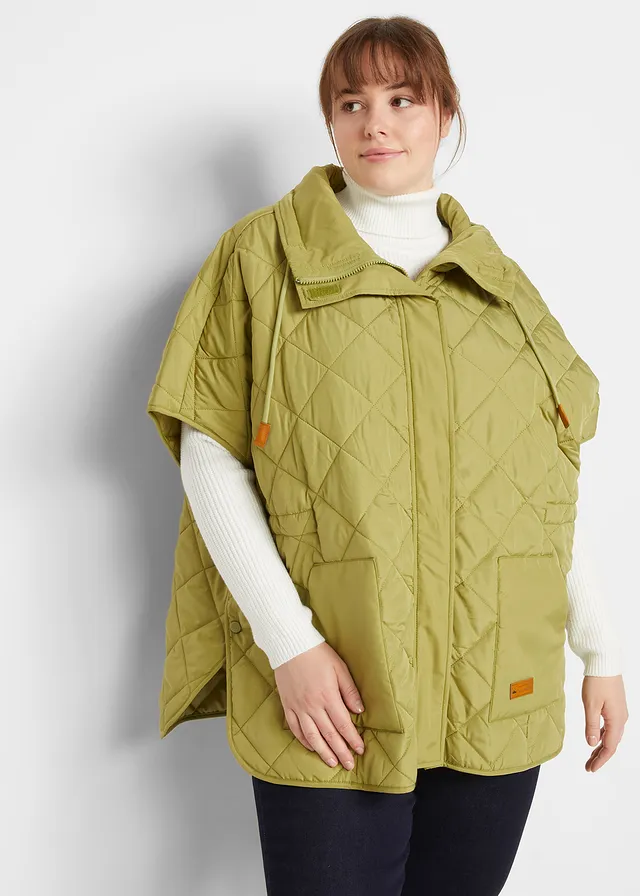 Oversized outdoor bodywarmer, waterafstotend, Kleur: goud olijfgroen