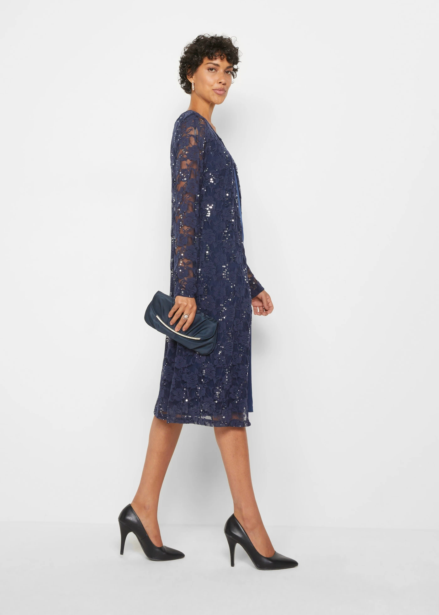 Šaty s krajkou (2dílná souprava) • tmavě modrá • bonprix obchod