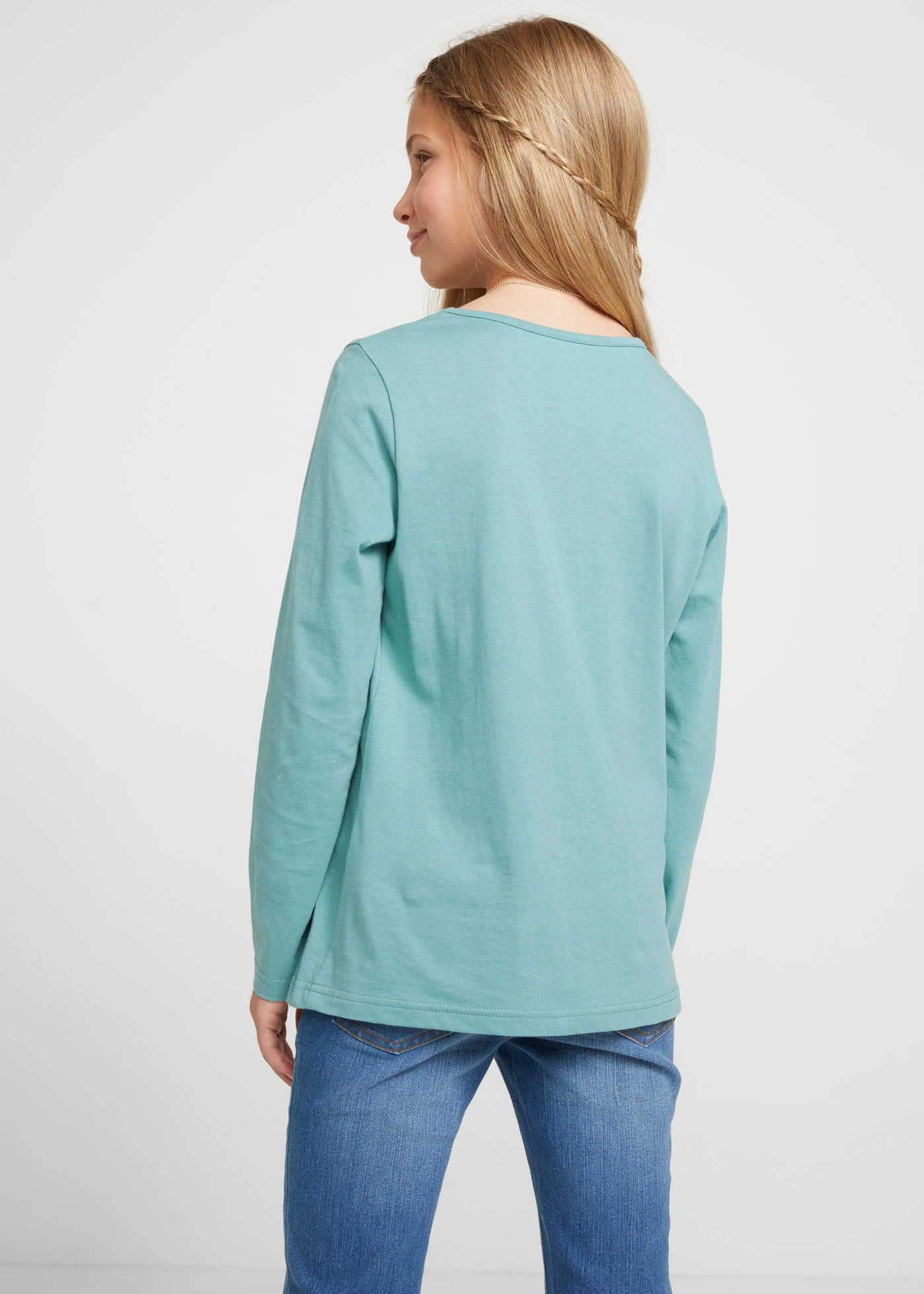 Lot de 2 T-shirts manches longues 100% coton • écru+sauge fumé • Boutique bonprix