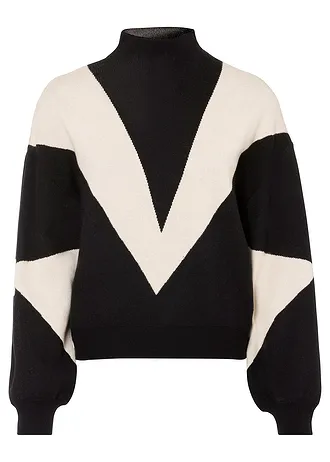 Oversized trui, Kleur: zwart-kiezelgrijs