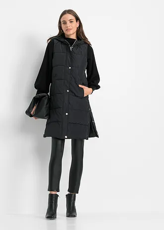 Prošívaná vesta s kapucí, barva: černá