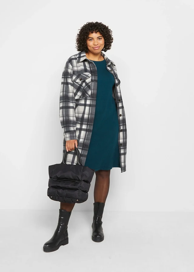 Robe pull en coton majoritaire, Couleur: vert foncé