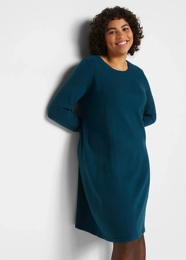 Robe pull en coton majoritaire, Couleur: vert foncé