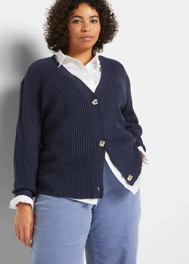 Geribt vest, Kleur: donkerblauw