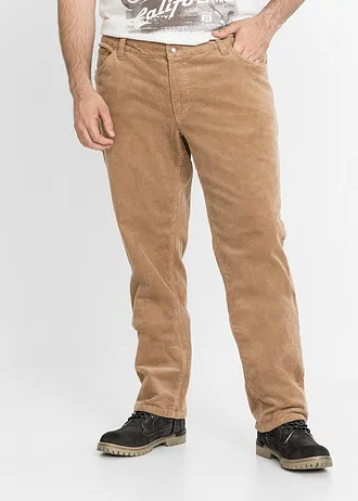 Regular fit stretch corduroy broek met comfort fit, Kleur: camel