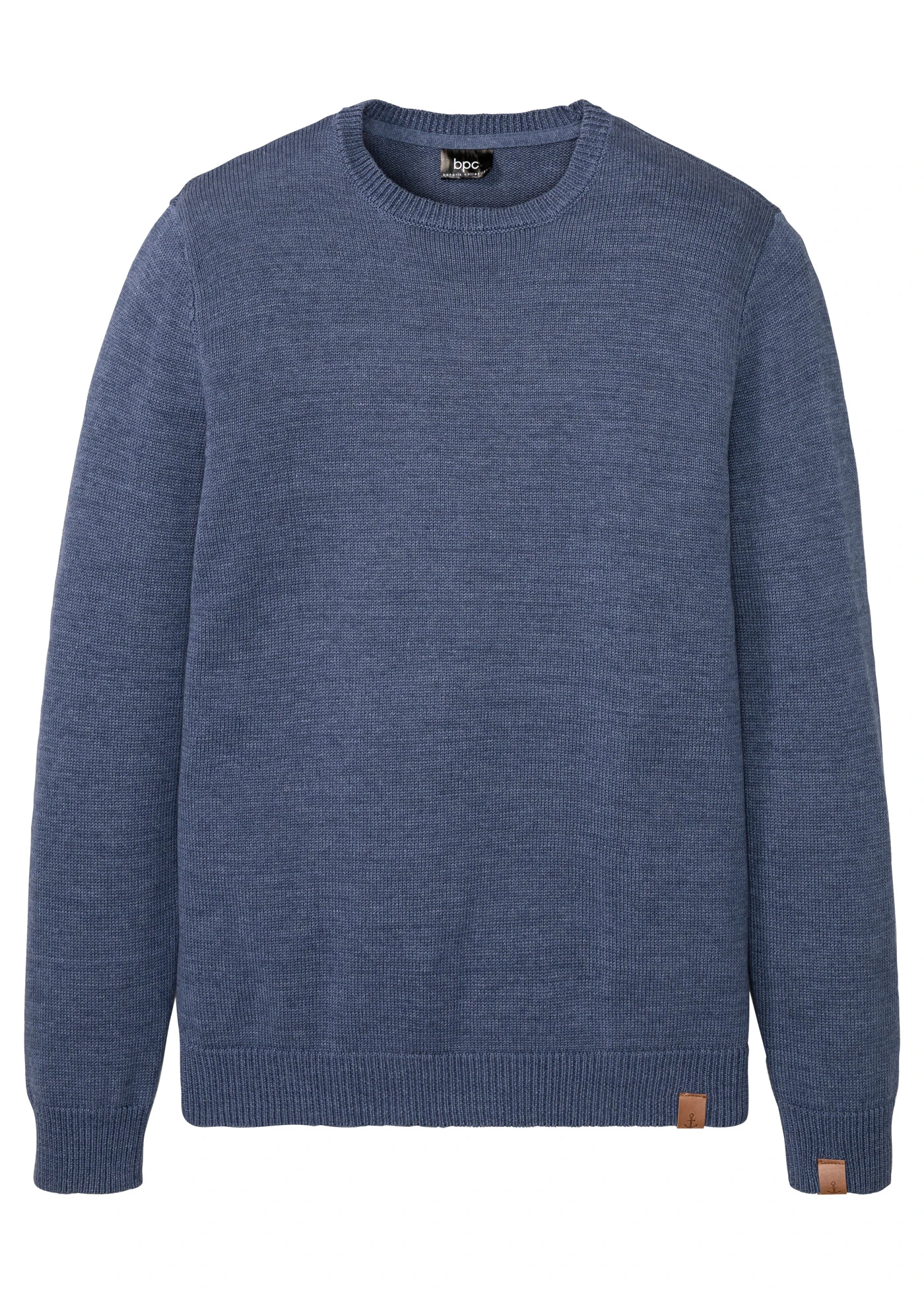 Pulover din tricotaj fin cu bumbac • indigo-alb melanj • magazin bonprix