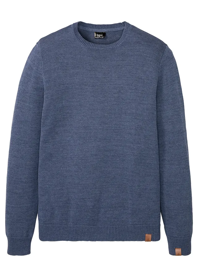 Fijn gebreide trui met katoen • indigo-wit... mêlee • bonprix online shop