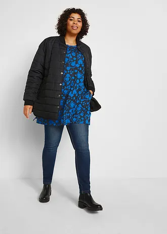Gedessineerd longshirt van viscose, Kleur: blauw-zwart