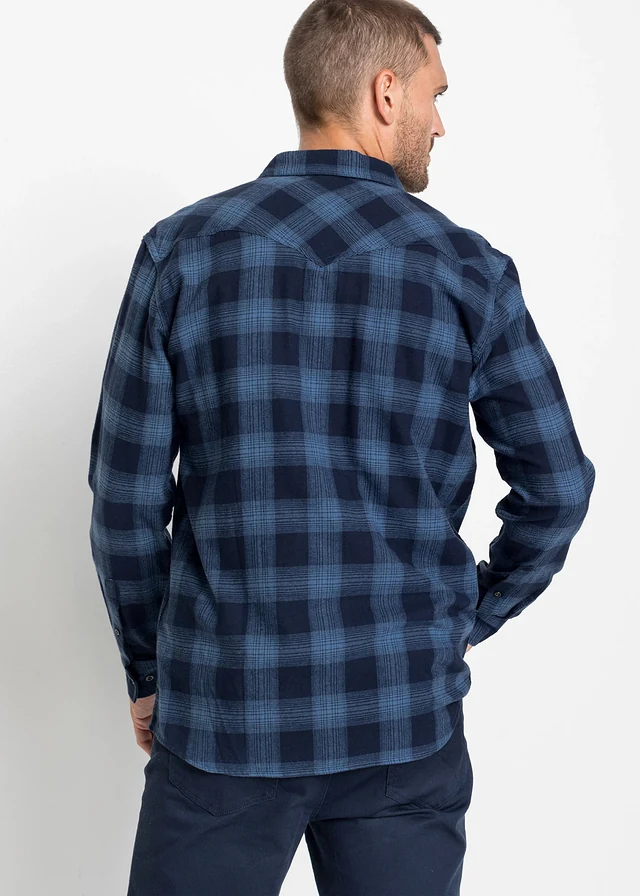 Chemisier en flanelle 100% coton • bleu foncé-bleu jean carreaux • product-page.page-title-suffix