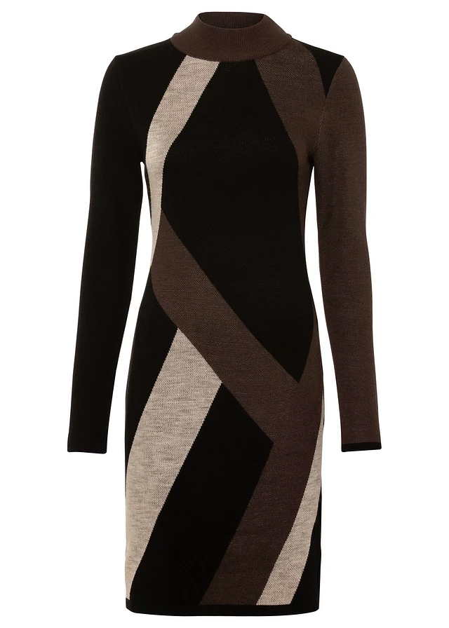 Gebreide jacquard jurk met trendy strepen