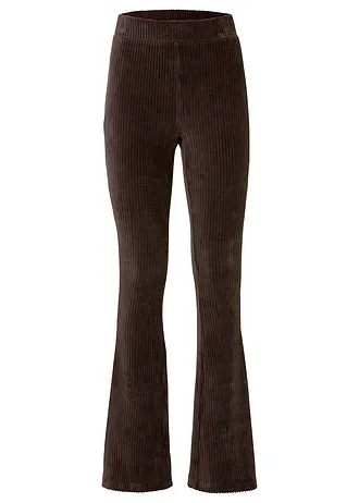 Legginsy z poszerzanymi nogawkami z imitacji sztruksu • ciemnobrązowy • sklep bonprix