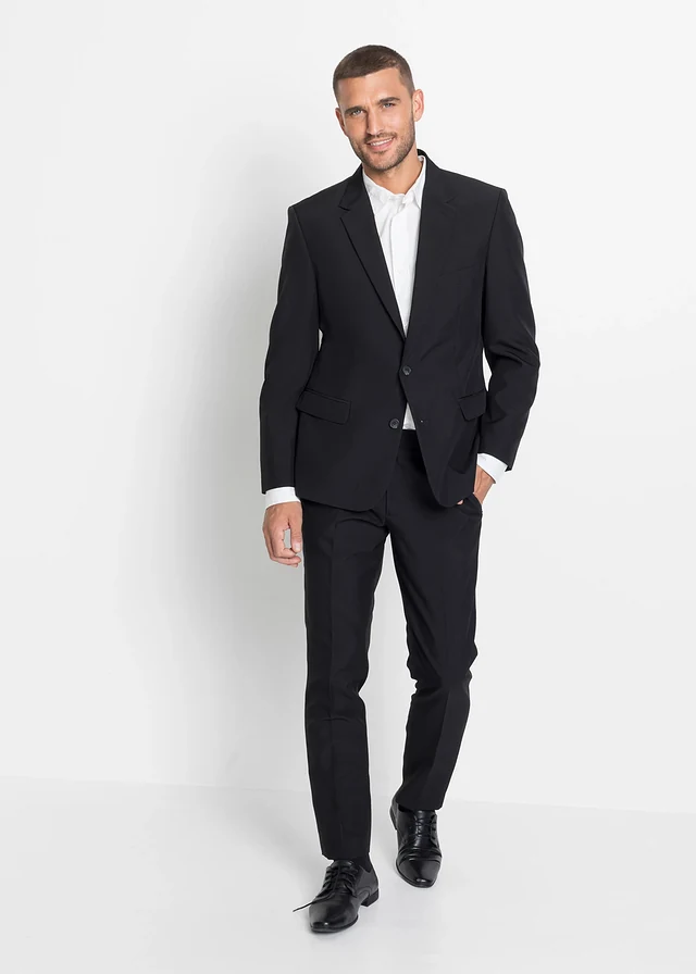 Pak met colbert en broek, slim fit (2-dlg. set), Kleur: zwart