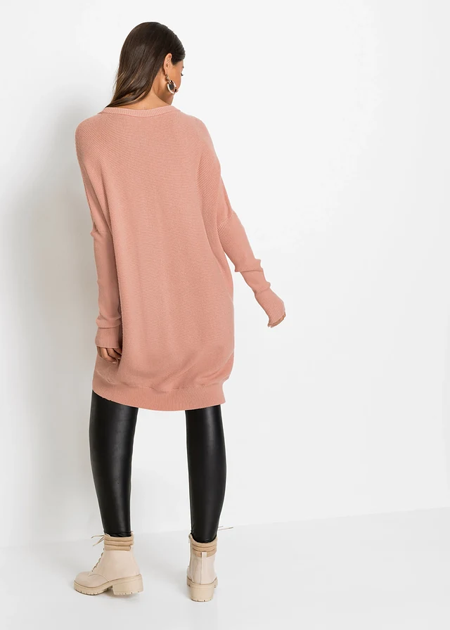 Pulover lung din mix cu viscoză • roz vintage melanj • magazin bonprix