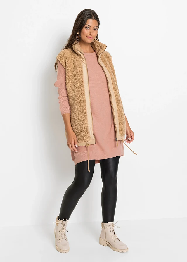 Lange trui in viscosemix • vintage roze mêlee • product-page.page-title-suffix