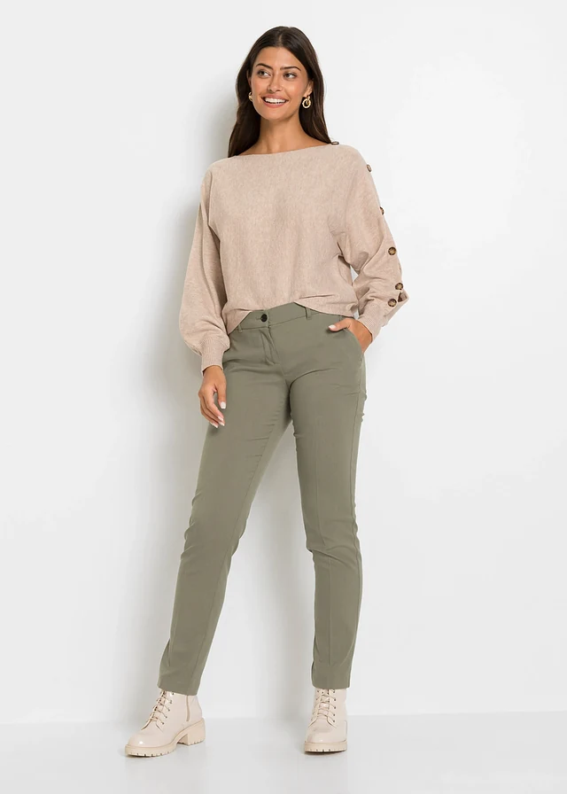 Trui met knopen, Kleur: amandelbeige mêlee