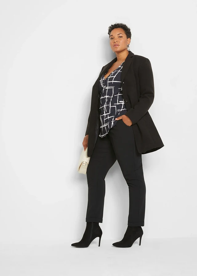 T-shirt long , Couleur: noir / blanc
