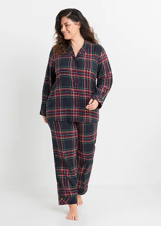 Geweven pyjama van flanel (2-dlg. set) • donkerblauw geruit plus size • bonprix online shop