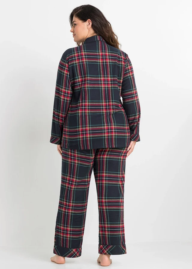 Pijama din finet, culoare: marin cadrilat