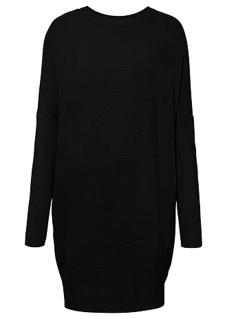 Pulover lung din mix cu viscoză • negru • magazin bonprix