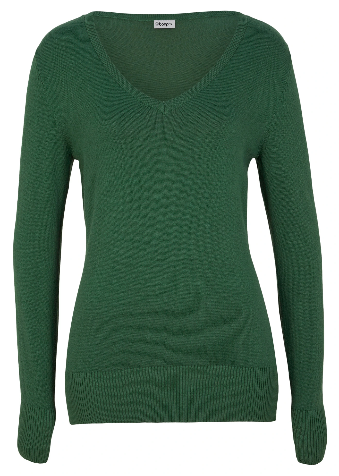 Sweter z cienkiej dzianiny • ciemnozielony • sklep bonprix