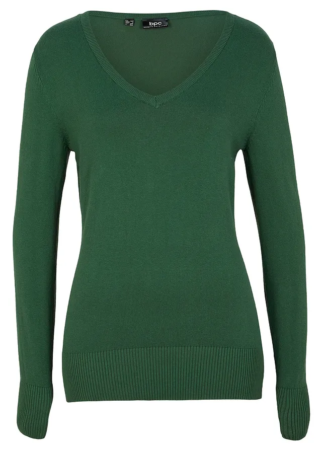 Pulóver s V-výstrihom, jemne pletený