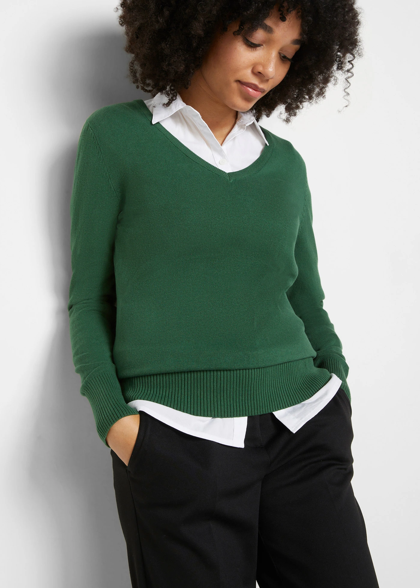 Pull en fine maille • vert foncé • Boutique bonprix
