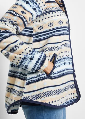 Flísová bunda s kapucí a norským vzorem • křemínkově šedá/bílá • bonprix obchod