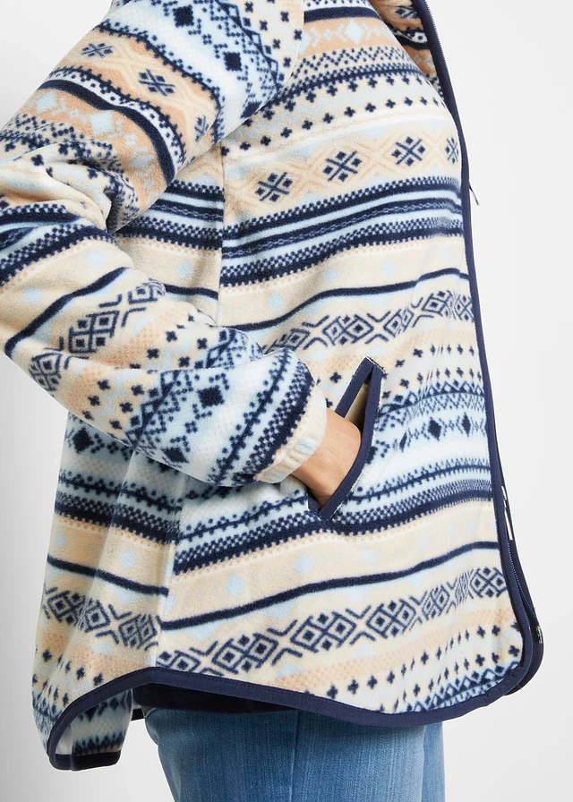 Veste polaire à capuche avec motif norvégien • gris galet-blanc • product-page.page-title-suffix