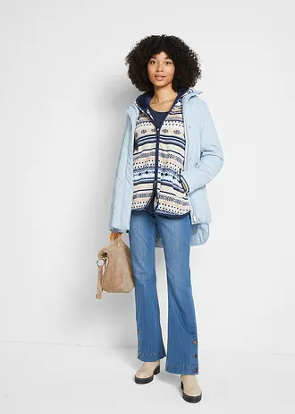 Flísová bunda s kapucí a norským vzorem • křemínkově šedá/bílá • bonprix obchod