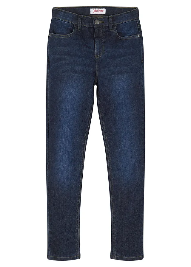 Jean chaud taille mi-haute, doublure jersey • bleu foncé denim • Boutique bonprix