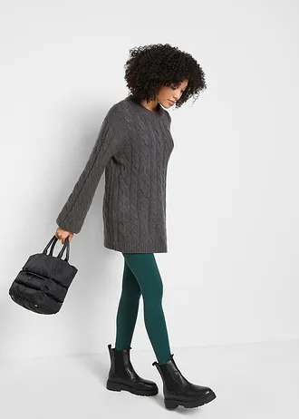 Stretch legging met biologisch katoen (set van 2), Kleur: robijnrood+diepgroen