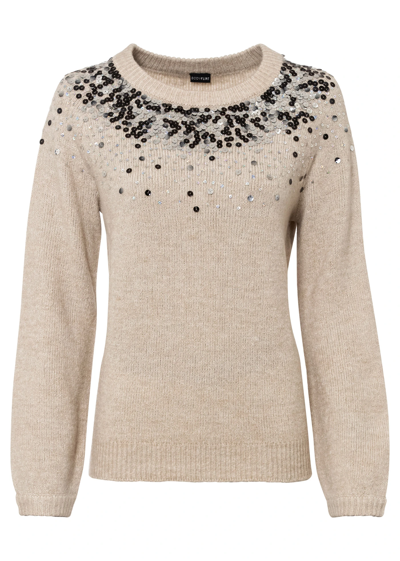 Pull à sequins multicolores • beige chiné • Boutique bonprix