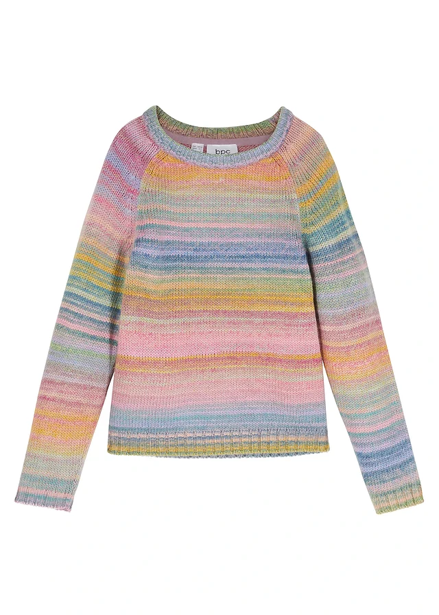 Pull en grosse maille, Couleur: rose-bleu rayures