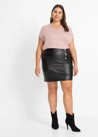 Volná saténová tunika s spadlými rameny, krátký rukáv, barva: růžovohnědá