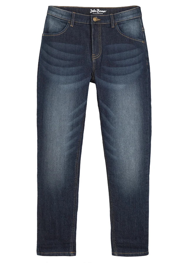 Thermojeans met fleece voering, slim fit, straight, Kleur: donkerblauw denim