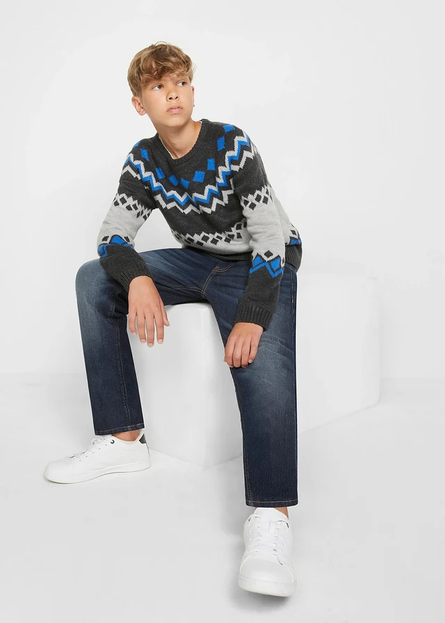 Termo džíny Slim Fit s flísovou podšívkou, Straight, barva: tmavě modrý denim