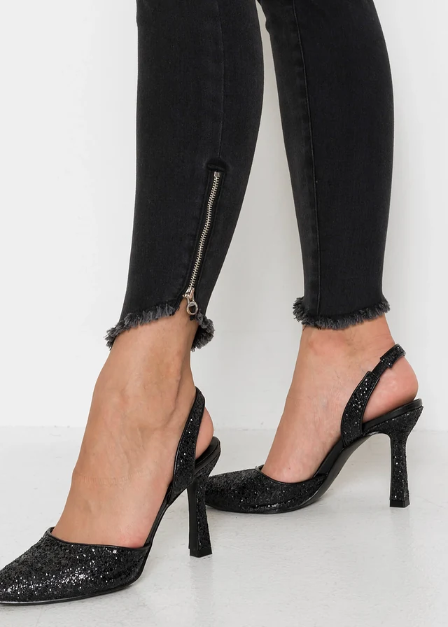 Skinny stretch jeans, mid waist • zwart denim • product-page.page-title-suffix