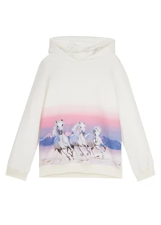 Hoodie van biologisch katoen • wolwit-blauwpaars fotoprint • bonprix online shop