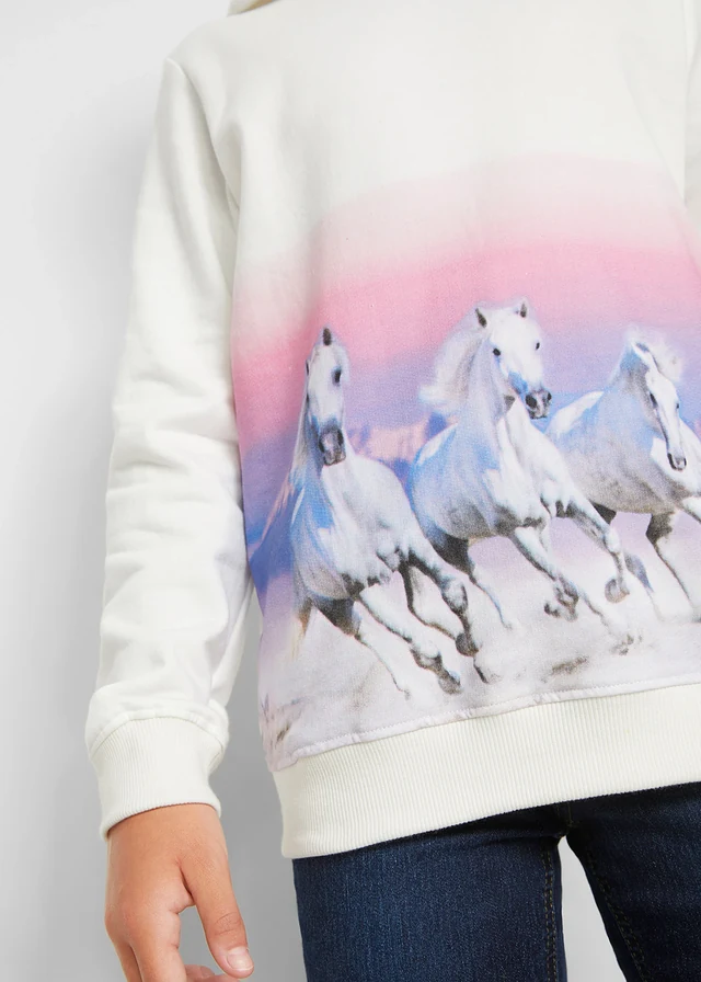 Sweat à capuche 100% coton • écru-bleu violet photo • product-page.page-title-suffix