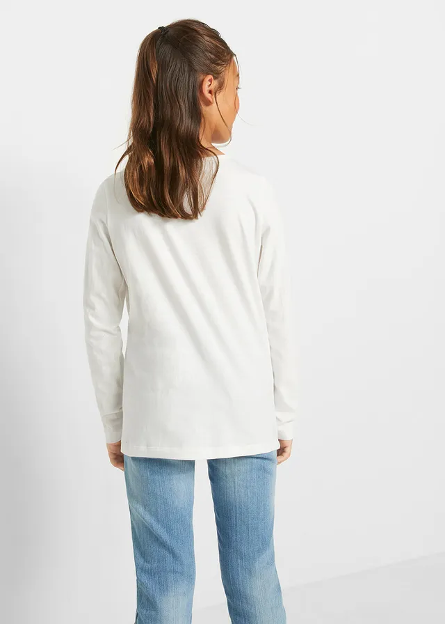 Longsleeve van puur biologisch katoen, Kleur: wolwit